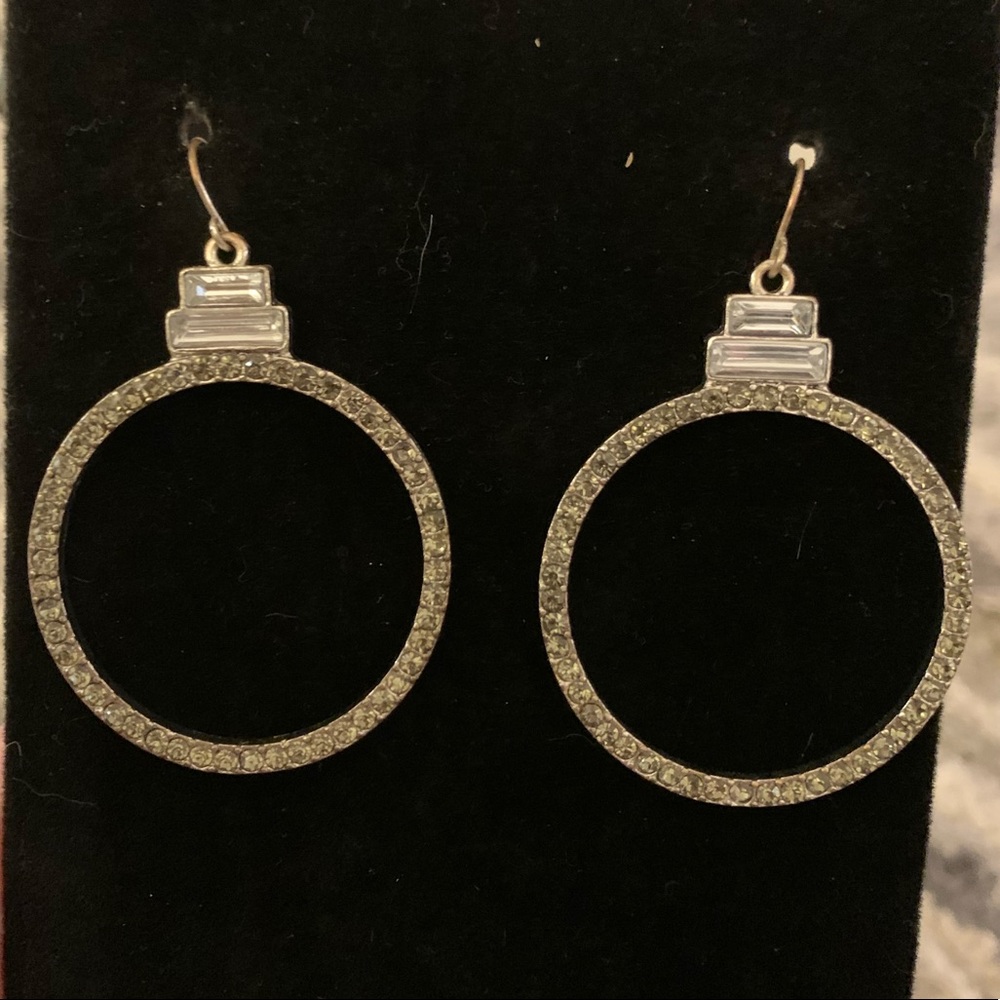 Nicole Miller Earrings Silver & Rhinestones